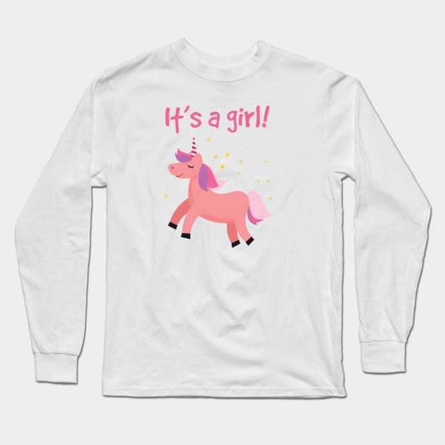 Cute Unicorn - It's A Girl Long Sleeve T-Shirt by smilingnoodles